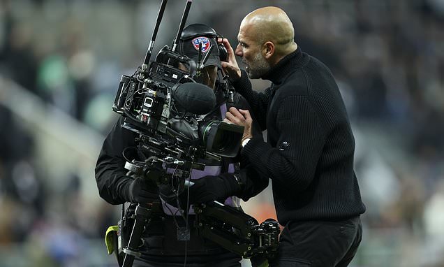 Pep Guardiola loses his rag at full-time of Newcastle defeat as he confronts Bruno Guimaraes, match officials and even argues with a CAMERAMAN