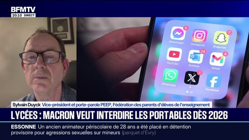 Interdiction des téléphones portables dès 2026: "Ça risque d'être compliqué mais ça va dans le bon sens", estime Sylvain Duyck, porte-parole PEEP