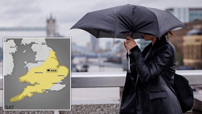 Yellow weather warning covers England and Wales as rain drenches weekend plans