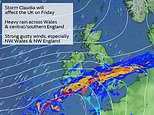 UK weather map reveals where rain is set to drench Brits in a matter of HOURS: Met Office issues five amber and yellow weather warnings as Storm Claudia rolls in