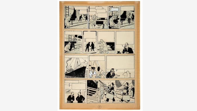 Une planche de "Tintin au Pays de l'or noir" reste invendue aux enchères