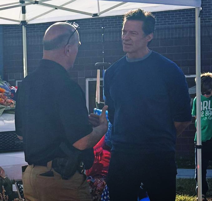 Hugh Jackman pays respect at memorial for fallen Indiana sheriff’s corporal killed in horrific highway crash