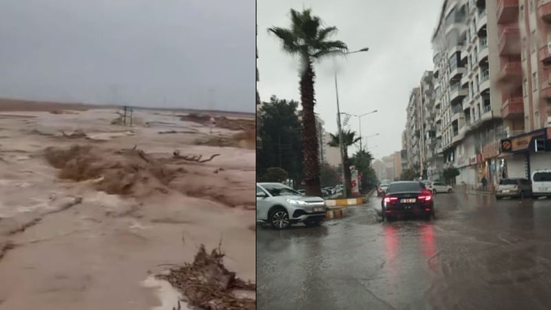 Mardin'de sağanak: dereler taştı, yollar göle döndü