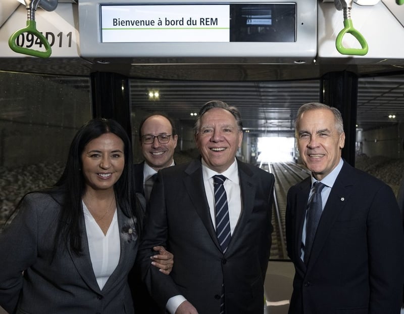 Mark Carney attends launch of new branch of Montreal-area light rail network