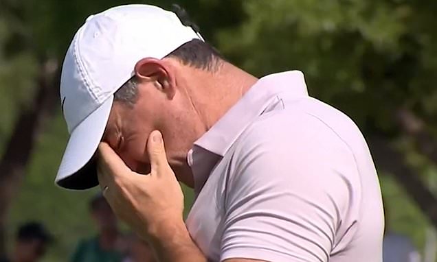 'No way!': Rory McIlroy suffers putting disaster as he misses birdie chance from less than THREE FEET - before x-rated outburst on second troublesome putt - as Masters champion chases seventh Race to Dubai title