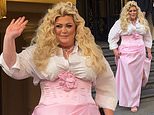 Gemma Collins turns heads with her bold look as she rocks pink corset dress and huge hair while leaving her hotel