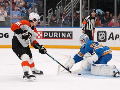 Zegras has 2 goals and assist, gets winner in shootout as Flyers beat Blues 6-5
