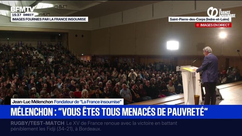 "Dites-vous bien que de pauvreté et de malheur vous êtes tous menacés, si vous laissez continuer cette politique", déclare Jean-Luc Mélenchon lors de son meeting à Saint-Pierre-Des-Corps