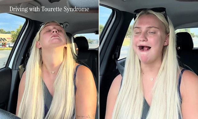 Influencer with Tourette's Syndrome sparks debate after posting driving video which shows her closing her eyes behind the wheel due to tics