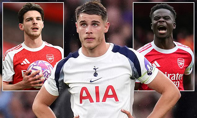 Micky van de Ven misses out for Spurs in defence, while there is a glaring Gunners omission: Stats boffins reveal Arsenal vs Tottenham combined XI