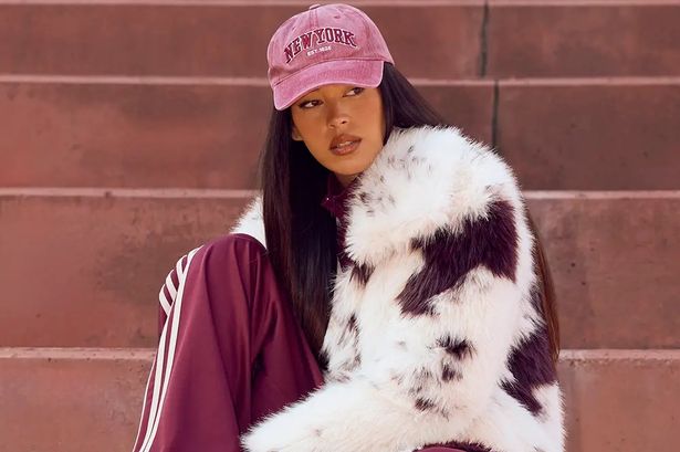 Cow print faux fur coat, £65, in style of the season cut to £39 for Black Friday