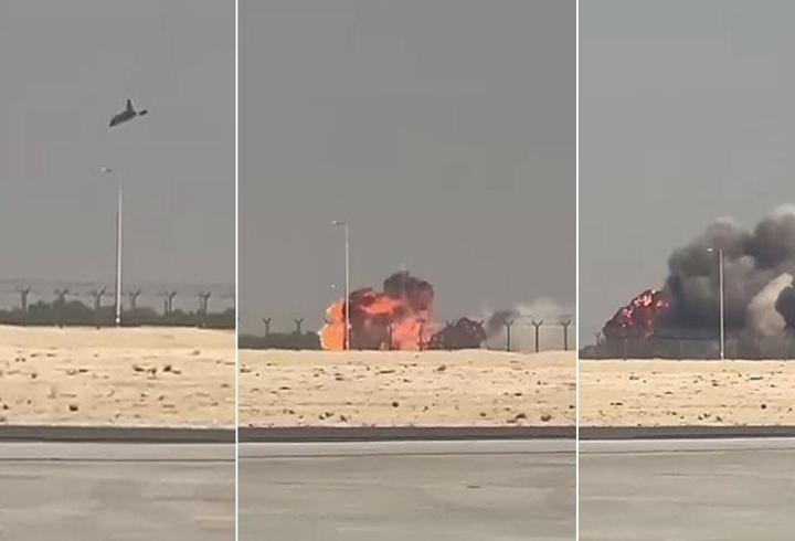 SON DAKİKA...Hindistan'a ait savaş uçağı, Dubai'de gösteri uçuşu esnasında düştü