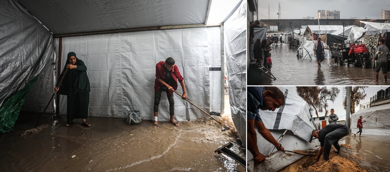 Gazze'de çadırlar sular altında! Hamas'tan acil çağrı: Harekete geçin