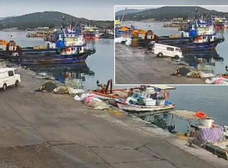 Direksiyon hakimiyetini kaybetti, araç denize uçtu