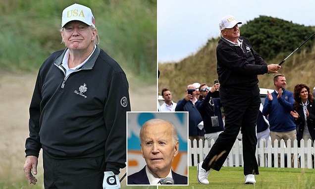 Trump makes another outlandish claim about his golf ability... and takes fresh shot at Joe Biden's game