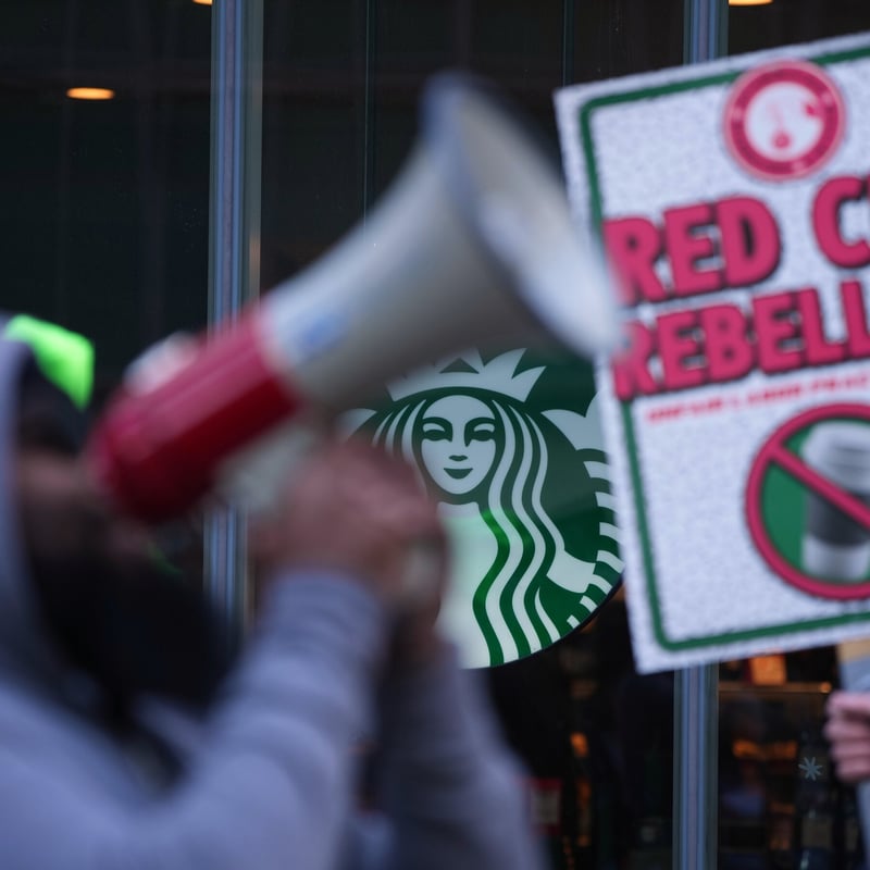 Starbucks Workers Are Striking at Dozens of Stores on ‘Red Cup Day’