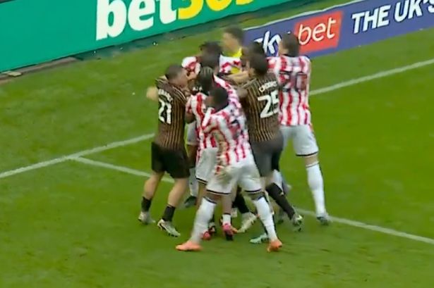 Stoke vs Hull clash ends in huge brawl between teams as chaos follows final whistle