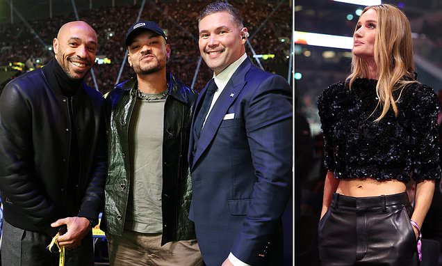 Thierry Henry and Curtis Jones check in ringside for Chris Eubank Jr vs Conor Benn - as Piers Brosnan and Jason Statham also join Tottenham crowd for grudge rematch