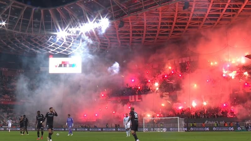 Un feu d'artifice en plein match pour un 40e anniversaire: le spectacle pyrotechnique surprenant des supporters niçois en pleine déroute lors de Nice-OM