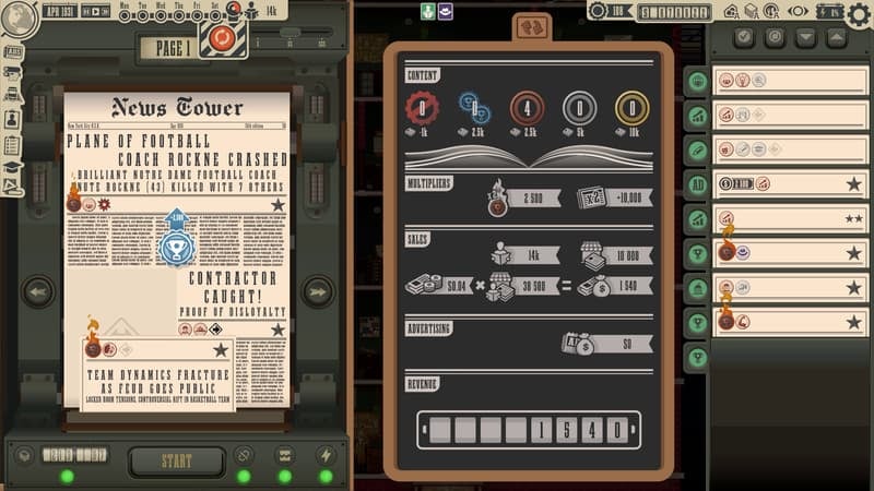 News Tower: le jeu de gestion à l’ambiance impeccable qui vous met face au stress et aux dilemmes moraux d’un patron de presse des années 30