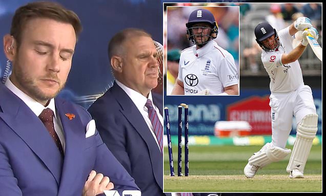 Fans left in stitches at England legend Stuart Broad's hilarious reaction to Joe Root's dismissal and Matthew Hayden's jibe