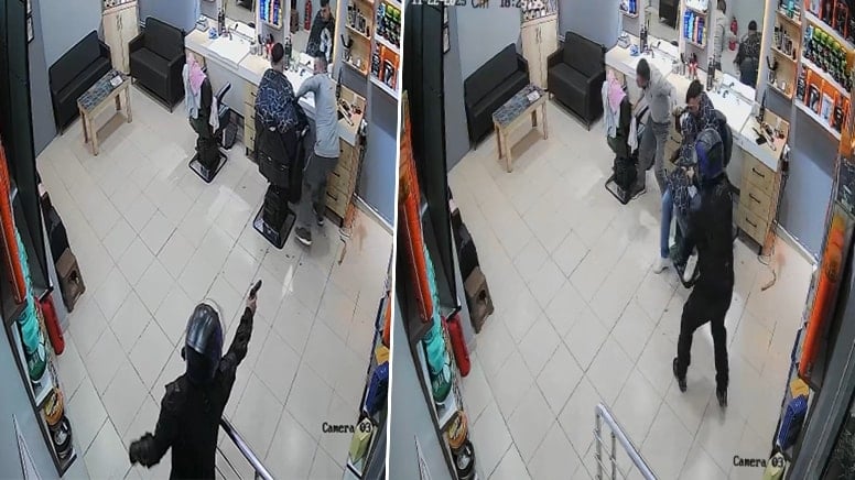 Dükkanda dehşet anları! Kasklı saldırgan, tıraş yapan berberi kurşun yağmuruna tuttu