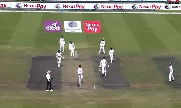 Terrifying moment EARTHQUAKE stops play for three minutes in cricket match as players and fans scramble for safety during 5.7 magnitude tremor that wreaks havoc in Bangladesh