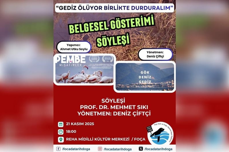 Foçalılardan 'Gediz'de flamingolar bizi terk etmesin' etkinliği