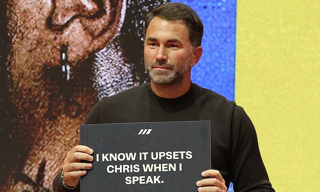 Eddie Hearn mocks Chris Eubank Jr after being BANNED from talking in press conference ahead of grudge rematch with Conor Benn