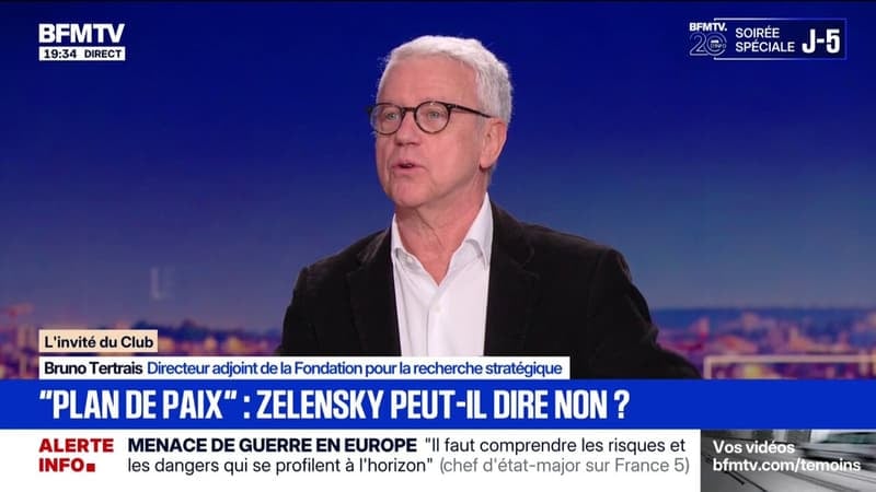 "Plan de paix" pour l'Ukraine:  "Vladimir Poutine ne renoncera jamais à conquérir l'Ukraine", observe Bruno Tertrais, directeur adjoint de la Fondation pour la recherche stratégique
