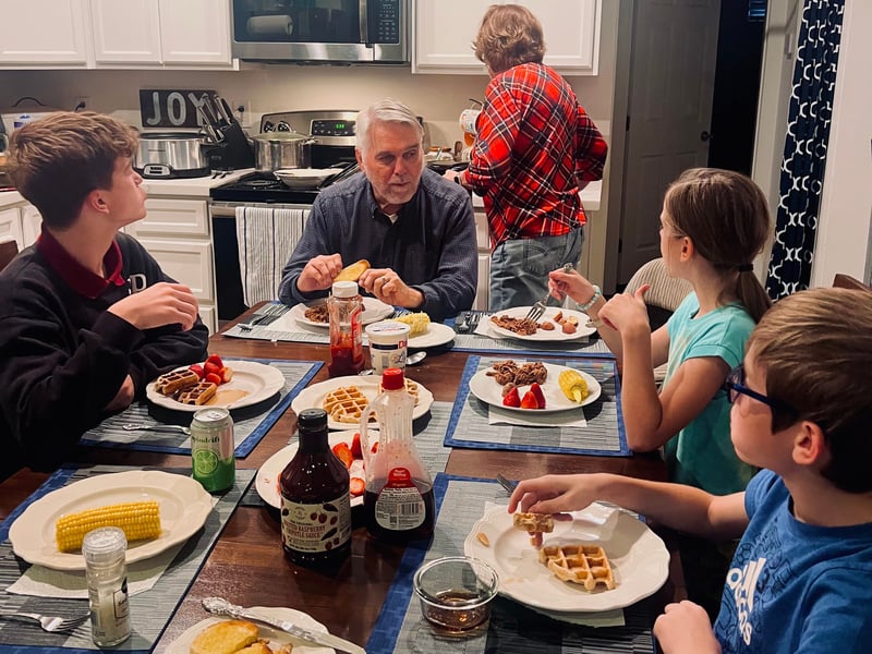 We go to weekly dinners at Grandma's house. It's a tradition we prioritize, and it keeps me grounded.