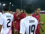 The bizarre moment North Korean footballers PUNCH their Japanese rivals instead of traditional pre-match handshakes: FIFA asked to intervene