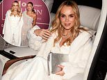 Amanda Holden cuts a chic figure in a white diamond-embellished waistcoat and trousers as she joins glamorous Sam Faiers at Revive Collagen event