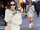 Myleene Klass braves the cold in chic satin shorts as she steps out for a stroll in London