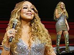 Mariah Carey, 56, puts on a leggy display in a gold sequin mini dress and thigh-high boots as she takes to the stage on the opening night of her Christmas show in Las Vegas