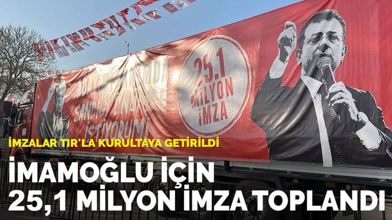 İmzalar TIR'la kurultaya getirildi: İmamoğlu için 25,1 milyon imza toplandı