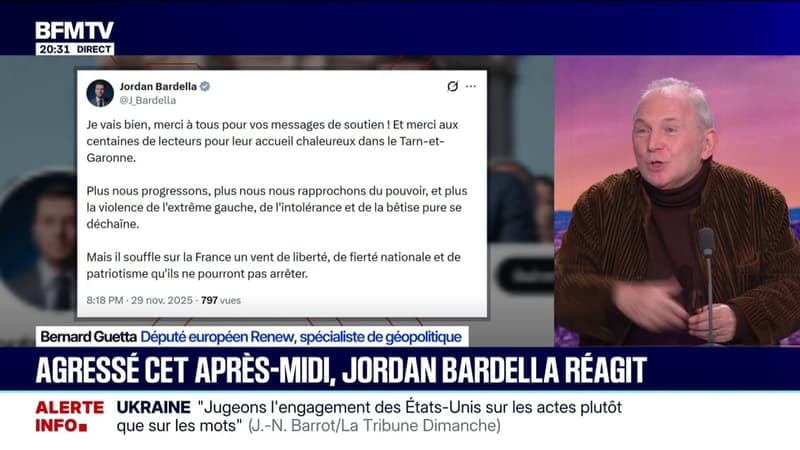 "Je vais bien": Jordan Bardella (RN) réagit après son agression dans le Tarn-et-Garonne