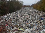 Britain's 'biggest ever' fly tip is massive 500ft-long mountain of rubbish - as activists condemn 'environmental catastrophe'
