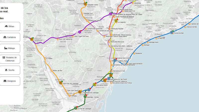 El mapa interactivo de Renfe: no evitará el retraso de los trenes, pero te permitirá saber en tiempo real dónde está tu Cercanías o Rodalies