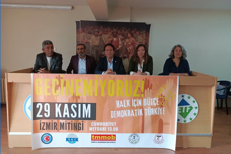 İzmir'de ''halk için bütçe" mitingi ortaklaştı: KESK, TMMOB, İzmir Barosu, İzmir Tabip Odası ve Türk İş'ten ortak çağrı