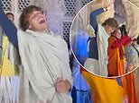 Bobby Brazier shares a look at his spiritual journey after leaving showbiz as he joins worshippers in India for traditional Hare Krishna dance (and dad Jeff pokes fun at his moves!)
