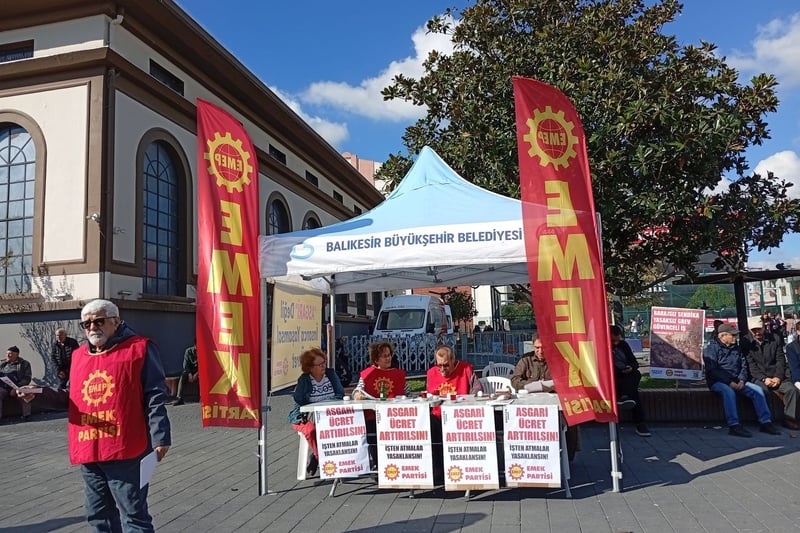 Emek Partisi Balıkesir’de asgari ücret ve kadına şiddet broşürleri dağıttı