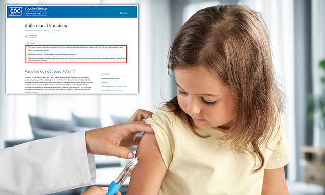 CDC updates website to claim vaccines may cause autism... despite no conclusive evidence