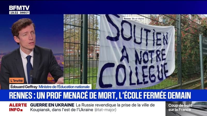 Enseignant menacé à Rennes : "C'est inadmissible, on ne touche pas à un professeur", s'indigne le ministre de l'Éducation nationale, Édouard Geffray