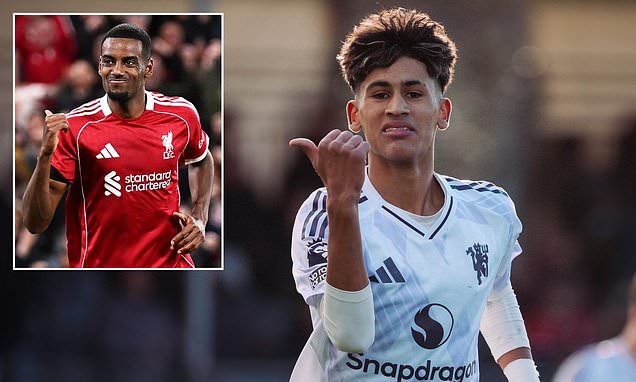 Liverpool are thrashed AGAIN - but this time it's the kids! U18s lose 7-0 to Man United - as 15-year-old hat-trick hero mocks struggling £125m Alexander Isak with celebration