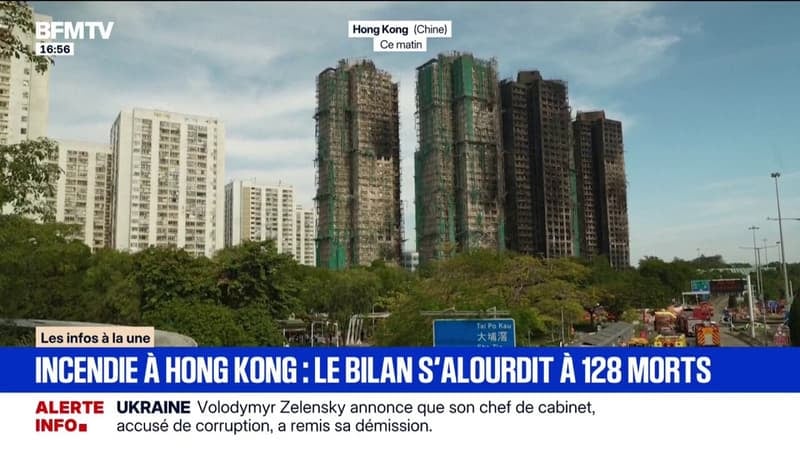 48h après l'incendie à Hong Kong, le bilan provisoire s'alourdit à 128 morts