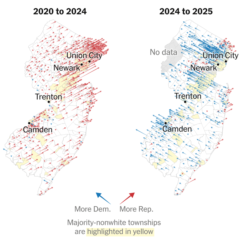 Maps Show How Latinos Who Shifted Right in 2024 Snapped Back Left in 2025