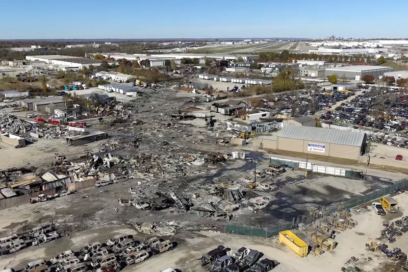 Dramatic photos of dommed UPS plane show the aircraft on fire, engine flying off