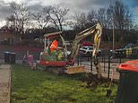 Trench warfare breaks out between neighbours as digger arrives unannounced to carve 15ft hole in front garden