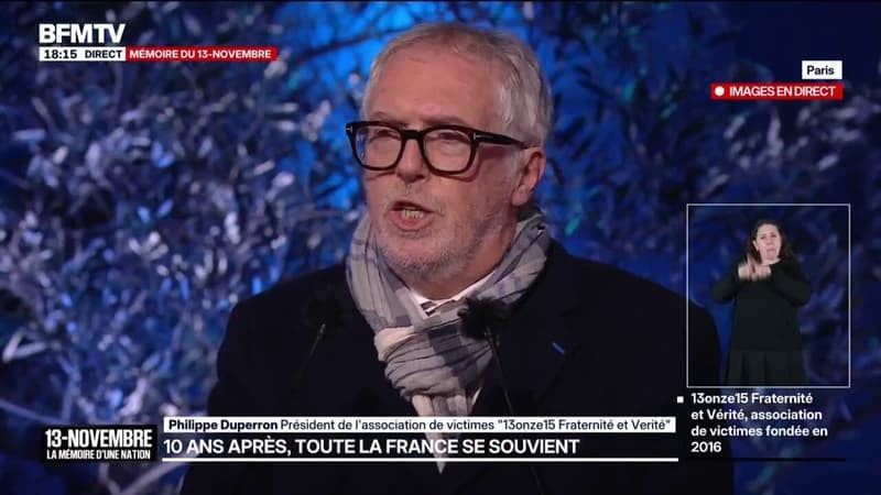 13-Novembre: "C'est toute la nation qui se souvient, c'est toute la nation qui se recueille", déclare Philippe Duperron, président de l'association de victimes "13onze15 Fraternité et Verité"